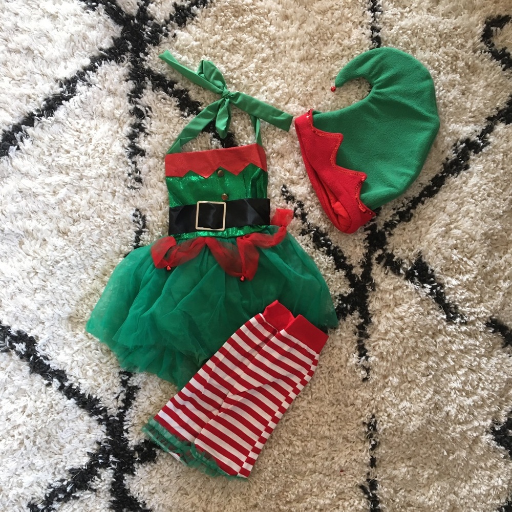 Baby girl Christmas elf outfit.